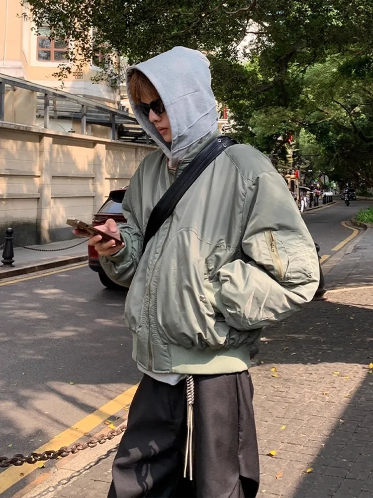 

American Sle MA Pilot Collar Men's Jaet Autumn Trendy High Street Boxy ort Wide ape Workwear Baseball orm