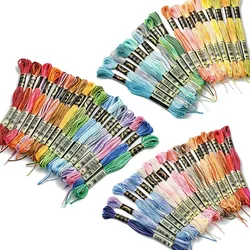 Hilo de bordado de 18 colores, ovillos de costura de algodón, Kit de hilo de punto de cruz artesanal, 8 metros, 6 hebras, herramienta de costura hecha a mano