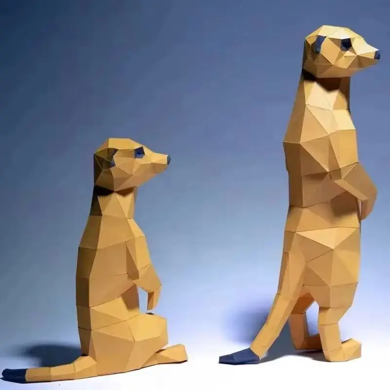 Suricats suricate animal modelo de papel decoração para casa quarto ornamento mesa decoração papercraft 3d diy feito à mão brinquedos educativos