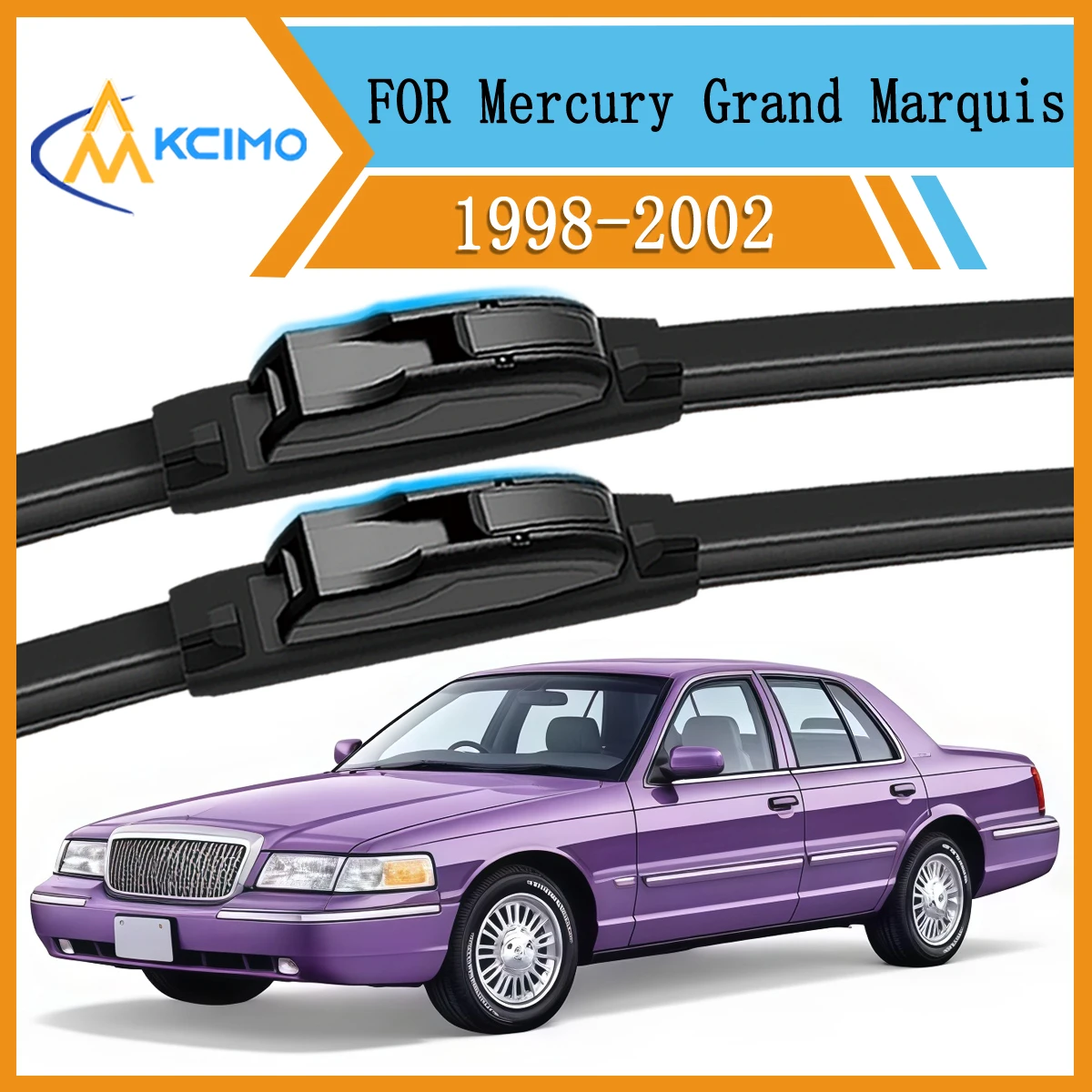 

2PCS/Set Windshield Wiper Blades For Mercury Grand Marquis 1998-2002 Driver & Passenger All-Season Beam Blades Streak-Free