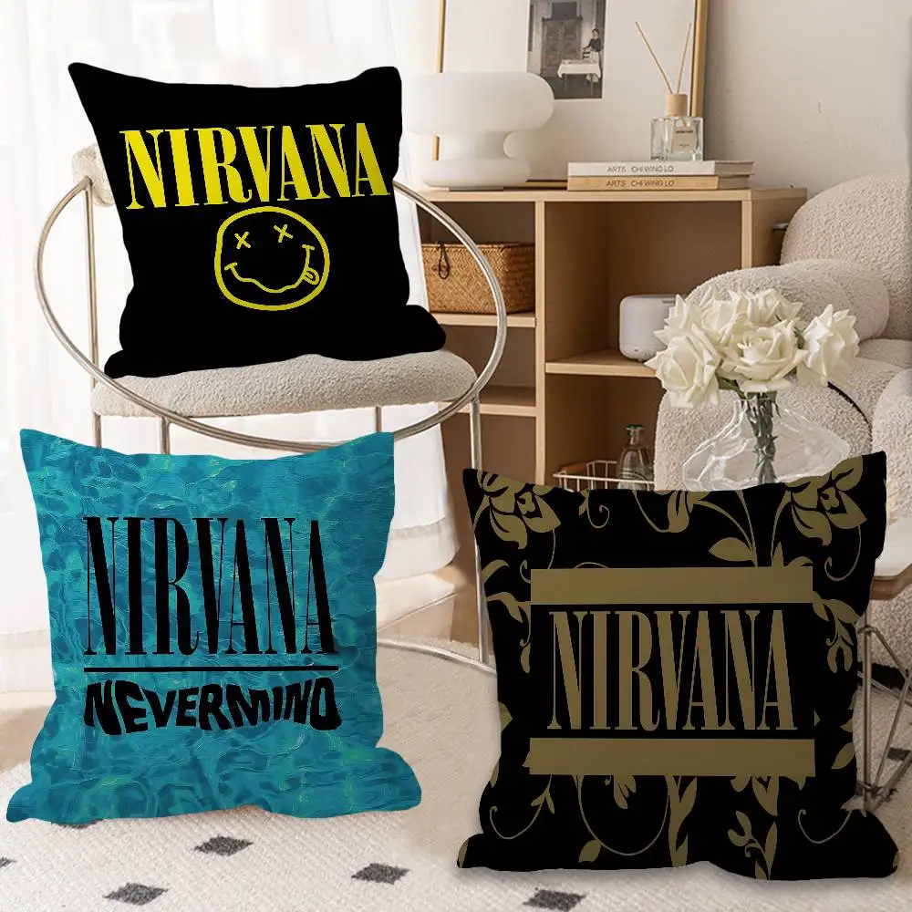 Band Hot N-Nirvanas Pillow Cushion Cover Pillowcase Living Room Sofa Home Decor Customized view 2