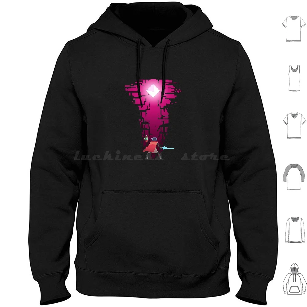 Hyper Light Drifter Gem هوديس كم طويل 8 بت لعبة الألعاب المهوس آلة القلب بكسل Pixelart ريترو ألعاب الفيديو Hyper