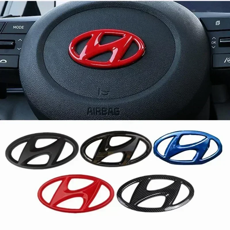 Autocollants de couverture de volant de voiture ABS, pour Hyundai I20 I30 Sonata Mistra Lafesta Elantra Accent Veloster Tucson Logo emblème autocollant