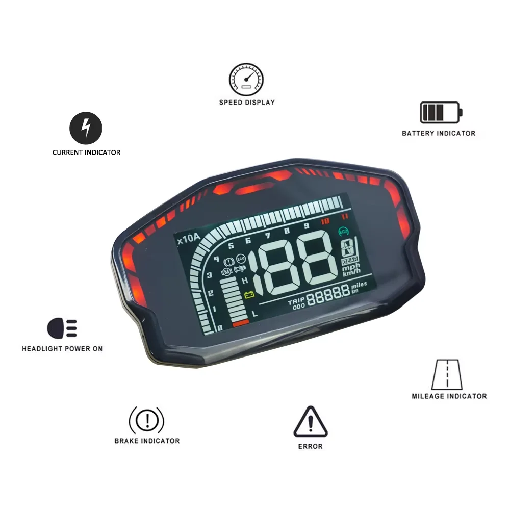 DKD Display CAN-BUS LIN Communication Optional LCD Speedometer Display for Votol Controller For Electric Motorcycle