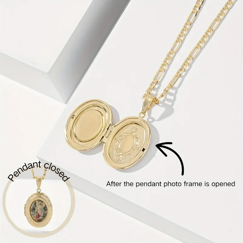 1pc Vintage Open Storage Necklace Frame Exquisite and Unique Oval Relief Neutral Jewelry Suitable for Commuting Gift To Friend