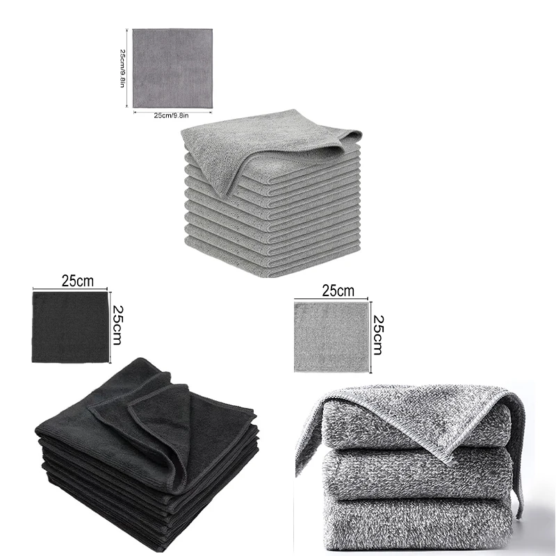 High-efficiency bamboo charcoal dishwashing cloth, kitchen towel, ultra-fine fiber light gray cleaning cloth Absorbent cleaning