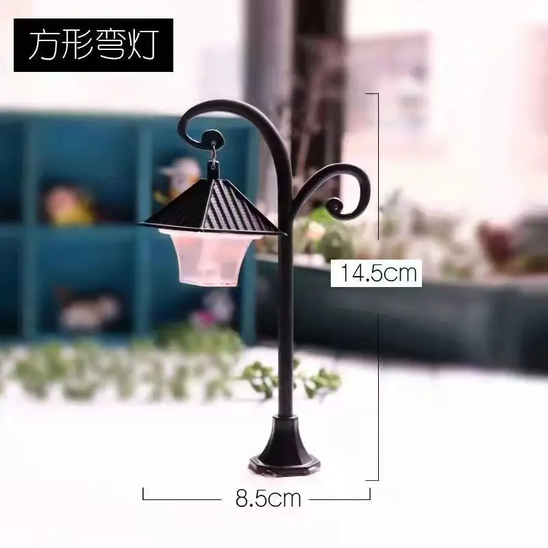 Simulation Miniature Desk Lamp Model Height 13.5CM-15CM Light With Switch For Building Dollhouse Scene Layout Diorama Kit 1Pcs