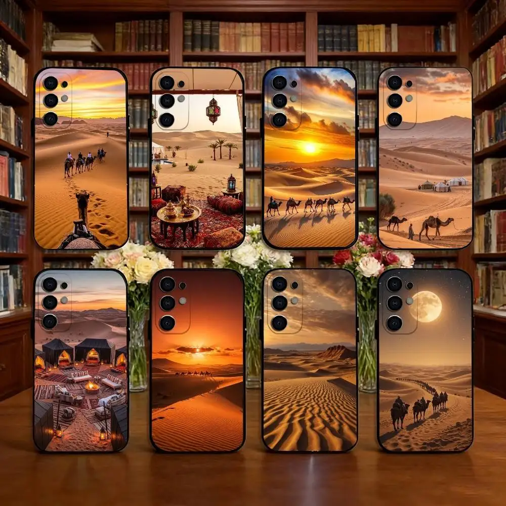 Sahara Desert Phone Case For Samsung S25,S24,S21,S22,S23,S30,Ultra,S20,Plus,Fe,Soft Silicone Black Cover