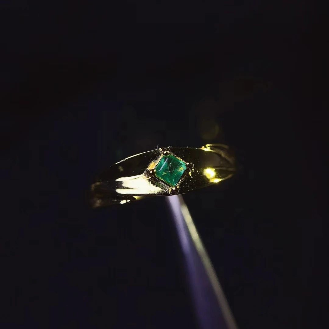 KJJEAXCMY Women's Ring | Natural Emerald with S925 silver , electroplated color retention process, high-clarity support testing