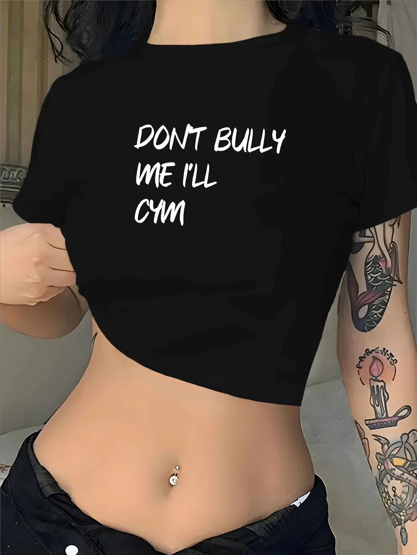 

Teediy Don T Bully Me I Ll Cym Women'S Fashion Short T-Shirt Harajuku Short Sleeve Casual Aesthetic Clothes