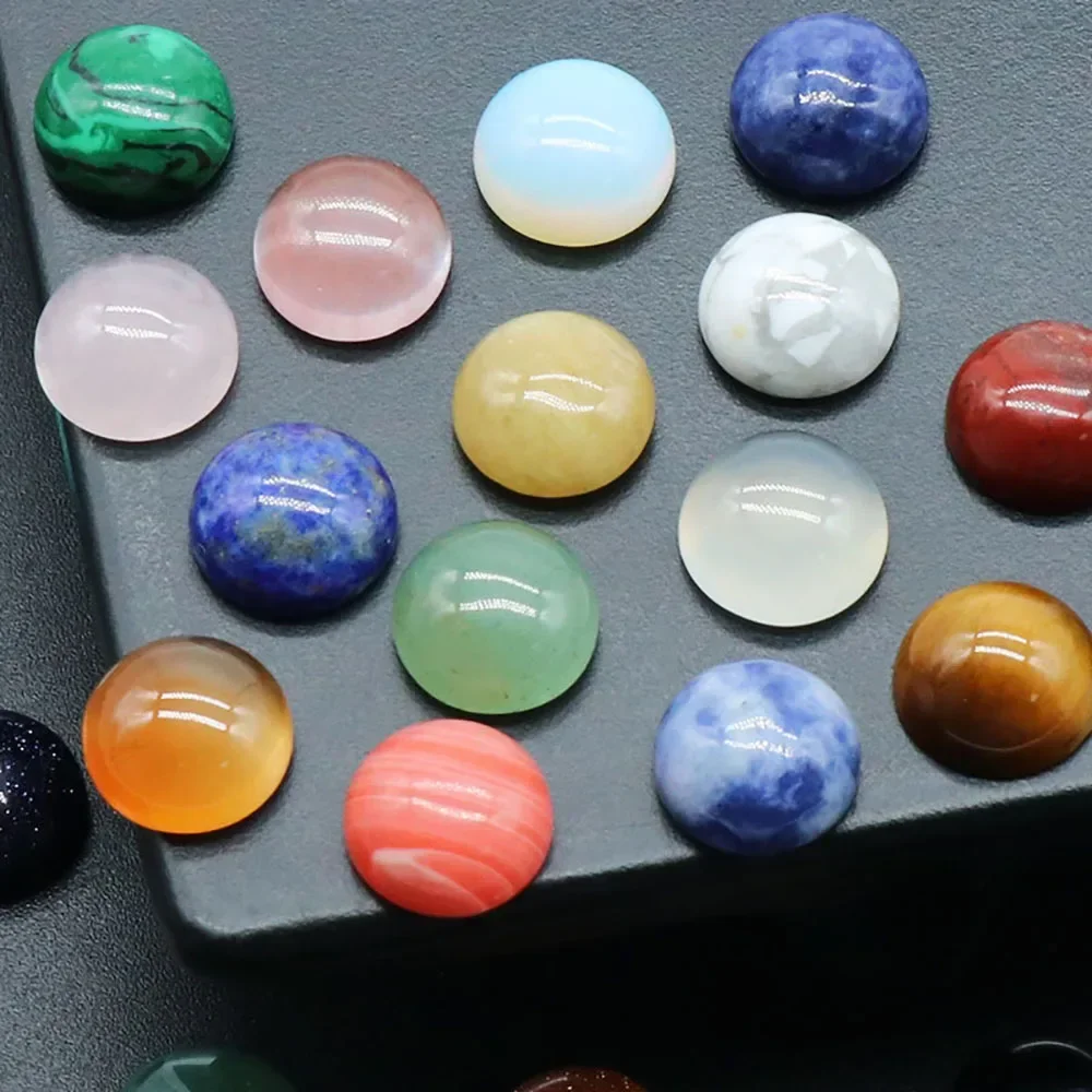 

10Pcs Natural Stone Agate Flat Back Gemstone Cabochons 10mm Half Round Chakra Reiki Healing Crystals for DIY Jewelry Making