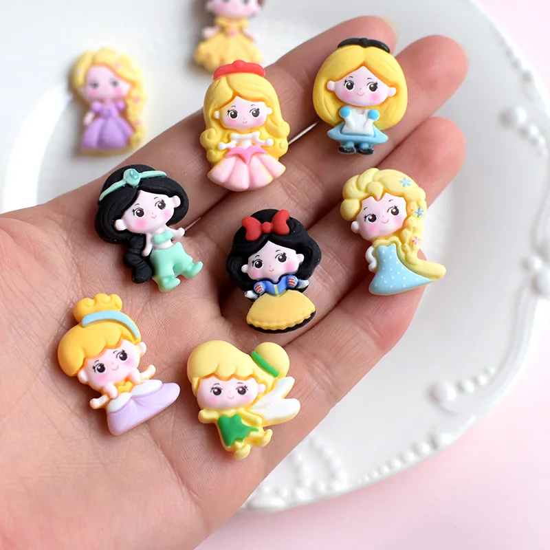 5pcs cute princess cartoon resin flatback cabochons for diy jewelry making handmade crafts materials