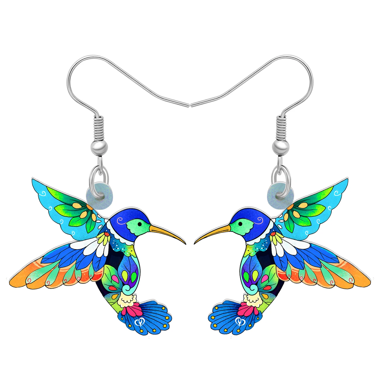 Bonsny Acrylic Novelty Colorful Hummingbird Earrings Birds Dangle Drop Charms For Women Girls Gifts Fashion Jewelry Decorations