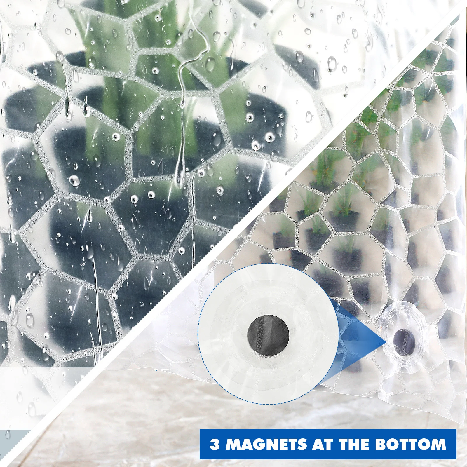 

Eva Shower Curtain Bathing Curtain Transparent with Metal Grommets 12 Plastic Hooks Waterproof Bathroom Shower Stall Liner