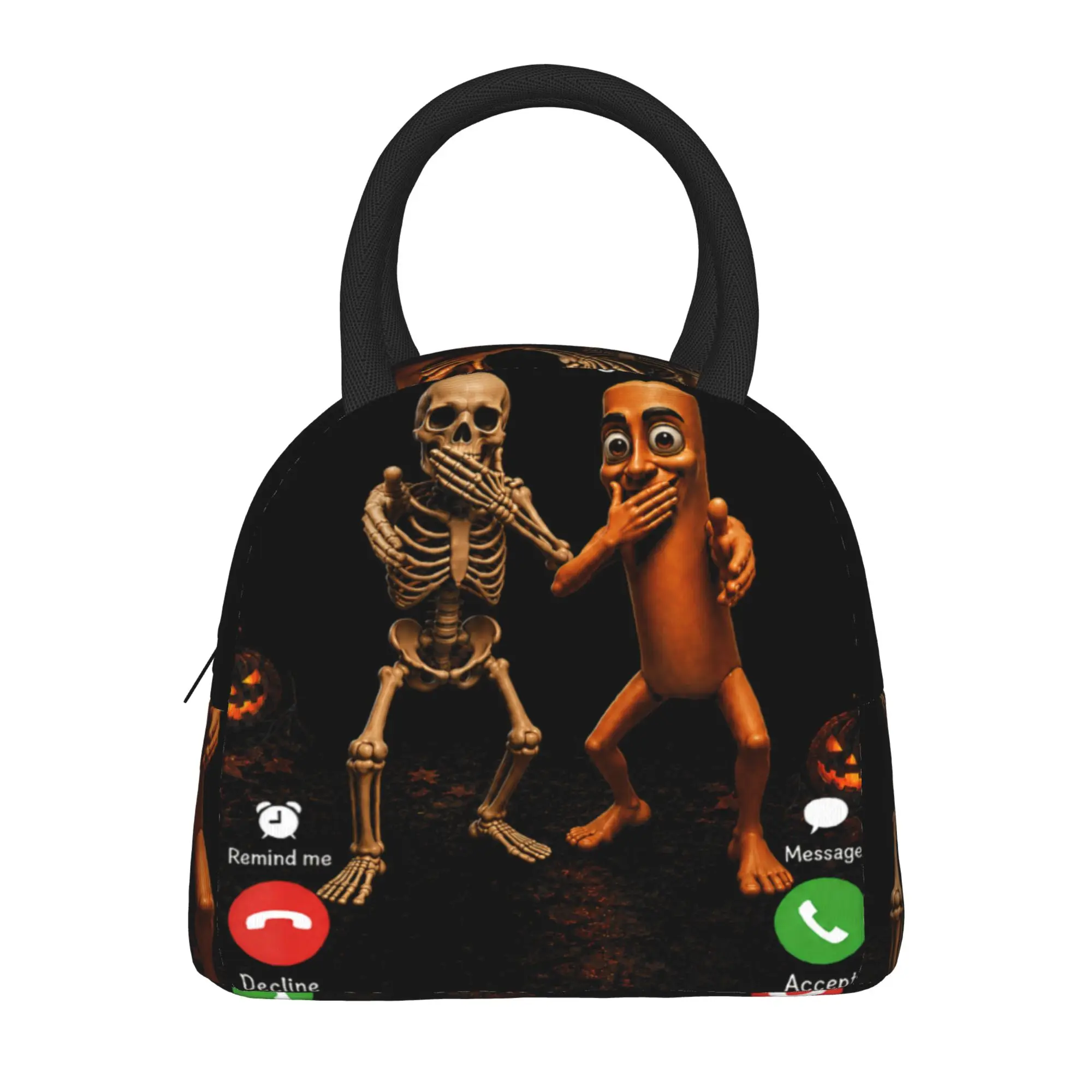Tung Tung Sahur Skeleton Halloween is Calling Viral Dance Lunch Bag For Girls Print Lunch Box Office Cooler Bag Tote Food Bags