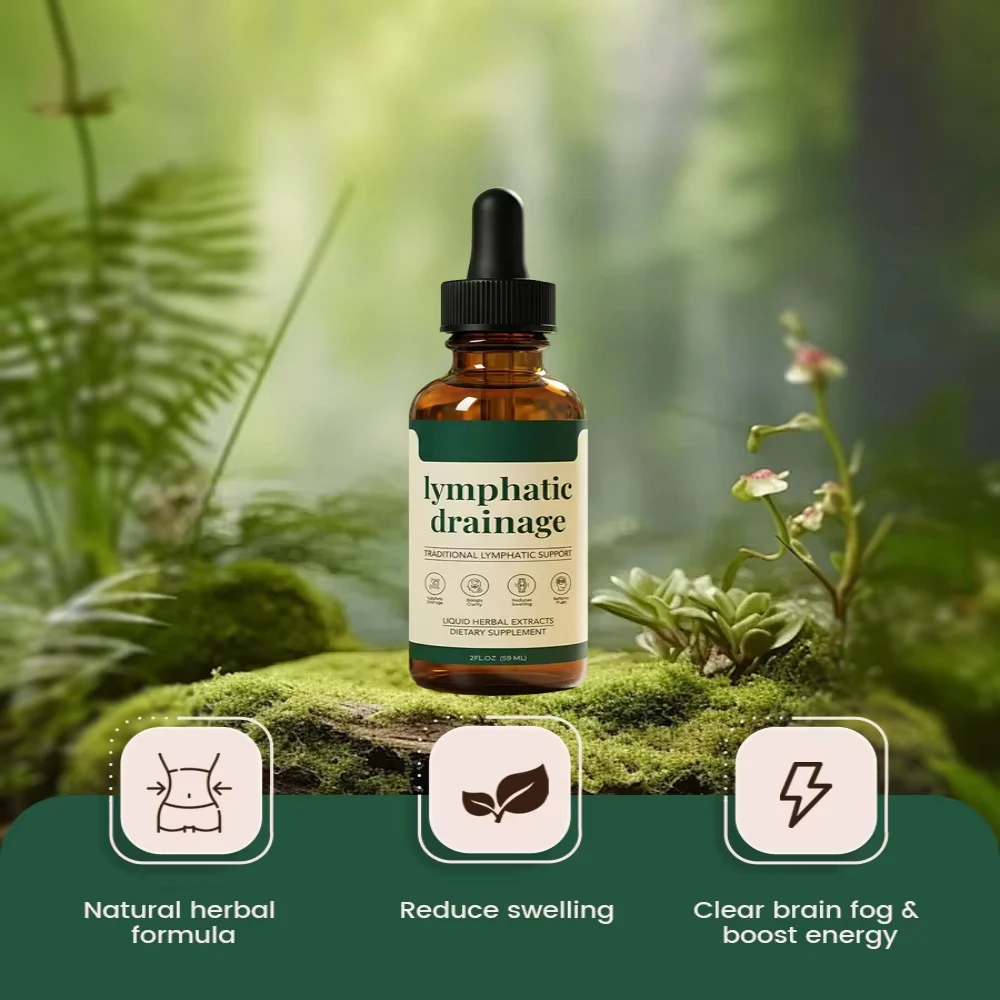 60ml Lymphatic Drainage Drops Natural Herbal Formula Toxin Elimination Swelling Relief Lymph Support Liquid