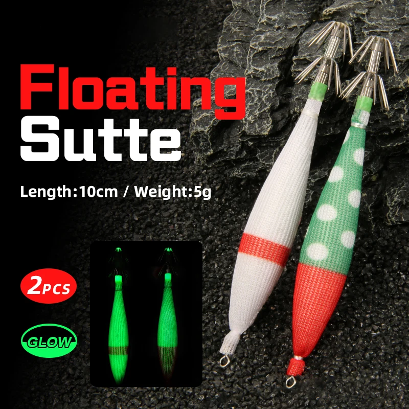 Señuelo calamar flotante con anzuelos giratorios 360° 10 cm 5 g
