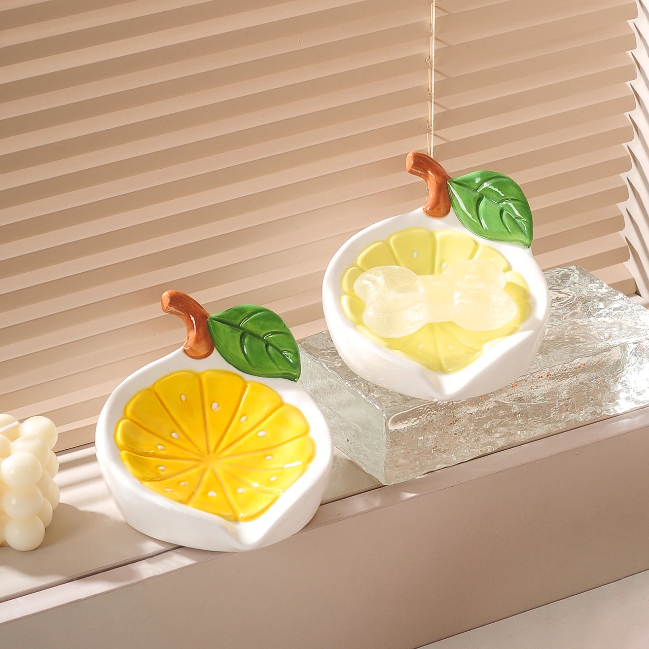 

Новые керамические аксессуары для мыльницы, креативная коробка для мыла с лимоном, сливная стойка для хранения мыла, без накопления воды в ванной комнате