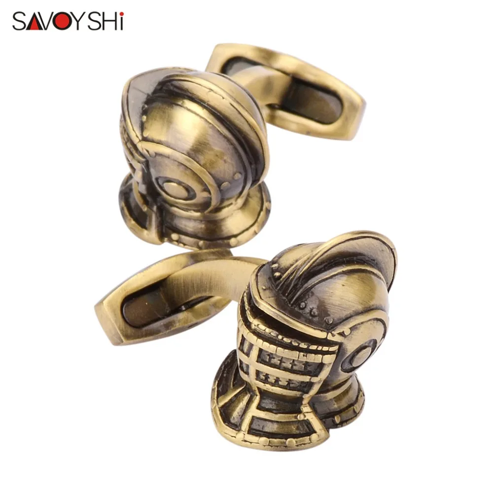 SAVOYSHI Retro war helmet Cufflinks for Mens Shirt Cuff nails Bronze Cuff links High Quality Fashion Cuff buttons Men Jewelry