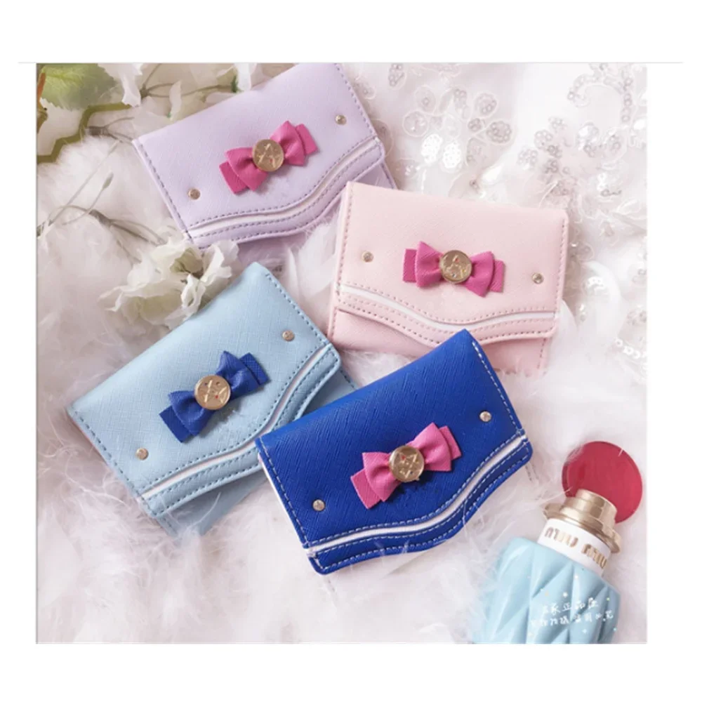 

Women Short Lolita Wallets Female Card Holder Purses Girls Small Wallet with Coin Purse Carteras Kawaii Bowknot wallet