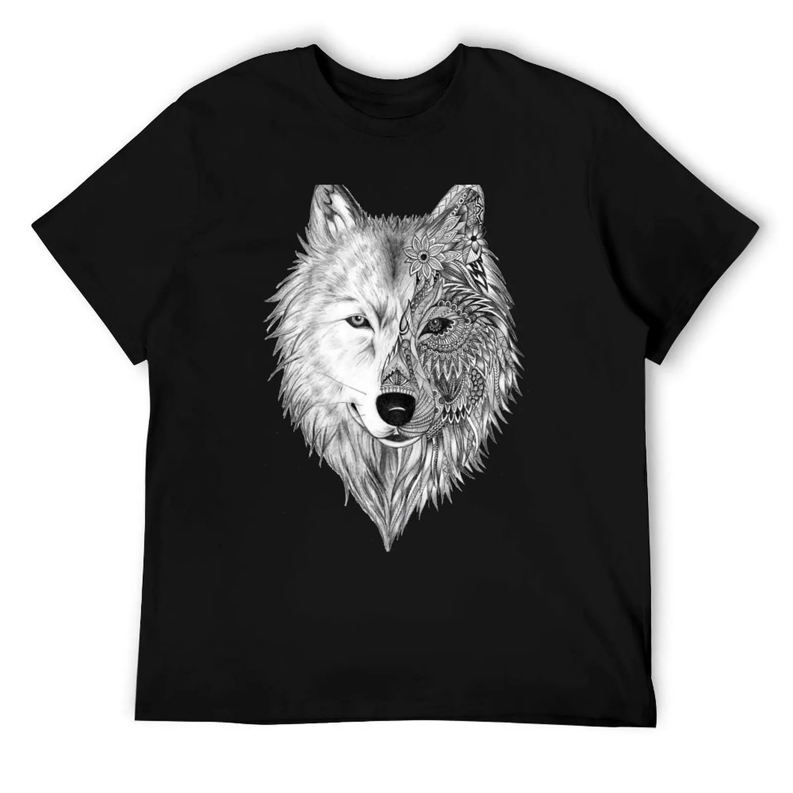 

Wolf Face, Half Geometric,WOLF MOONLIGHT T-Shirt g man t shirts for men cotton t shirts man 100% T-Shirt