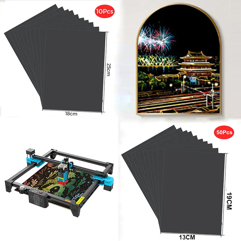 Rainbow Magic Color Scratch Art Paper 13x19cm Laser Engraver Compatible TTS-55 DIY Craft Gift Card Making Supplies Random Color