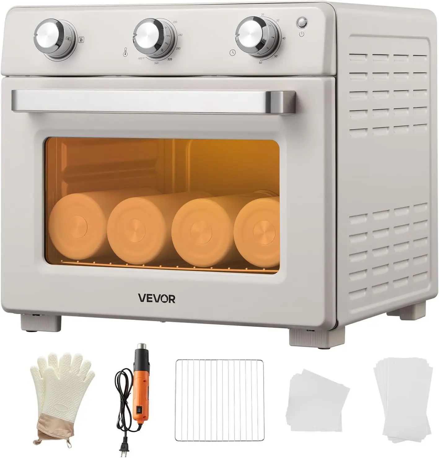Sublimation Oven Machine, 26 Qt, Fits 40oz Tumblers, with 1 Heat Air Gun, 50 Shrink Films, 1 Tape and 2 Heat Gloves, 360° Turbo
