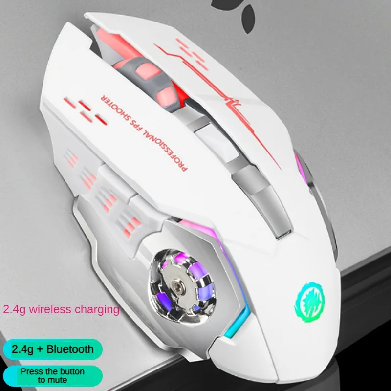 

Esports New Charging Wireless Mouse Mute Colorful Office Games Laptop Bluetooth Dual Mode Wireless Multimode Mouse Easy To Use