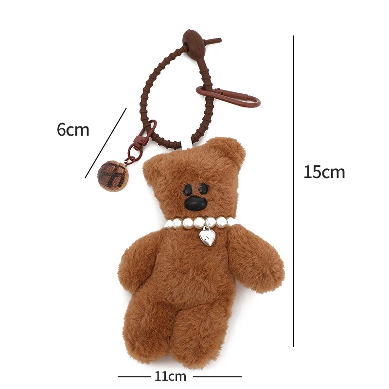 15 سنتيمتر لطيف أفخم الدب الصغير المفاتيح الفتيات على ظهره دمية قلادة لطيف سيارة كيرينغ الاطفال النساء حقيبة الملحقات مكافحة قطرة سلسلة