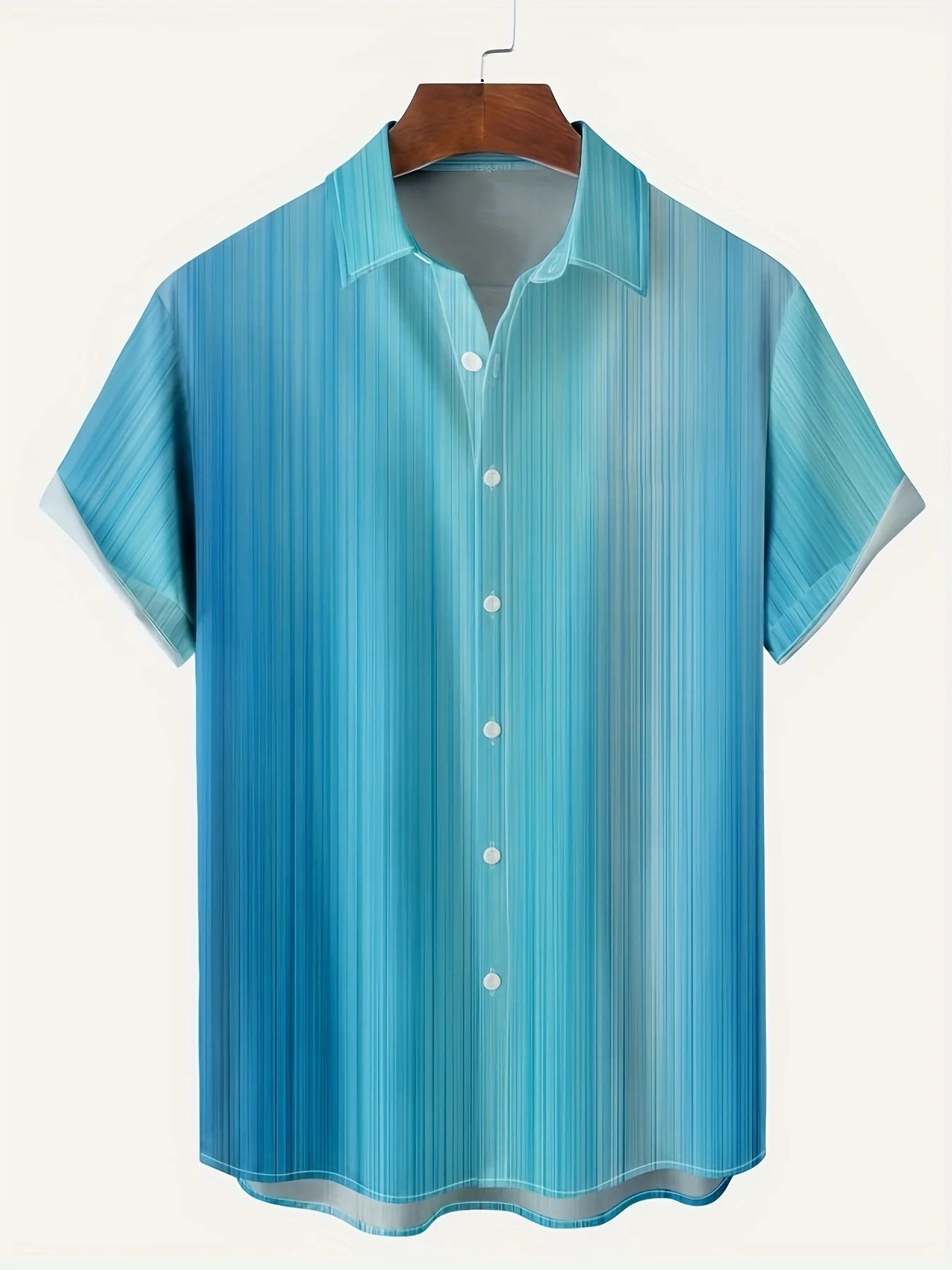 Camisa de manga corta con estampado degradado para hombre, camisa holgada informal con solapa y botones, ropa de playa informal de verano, envío