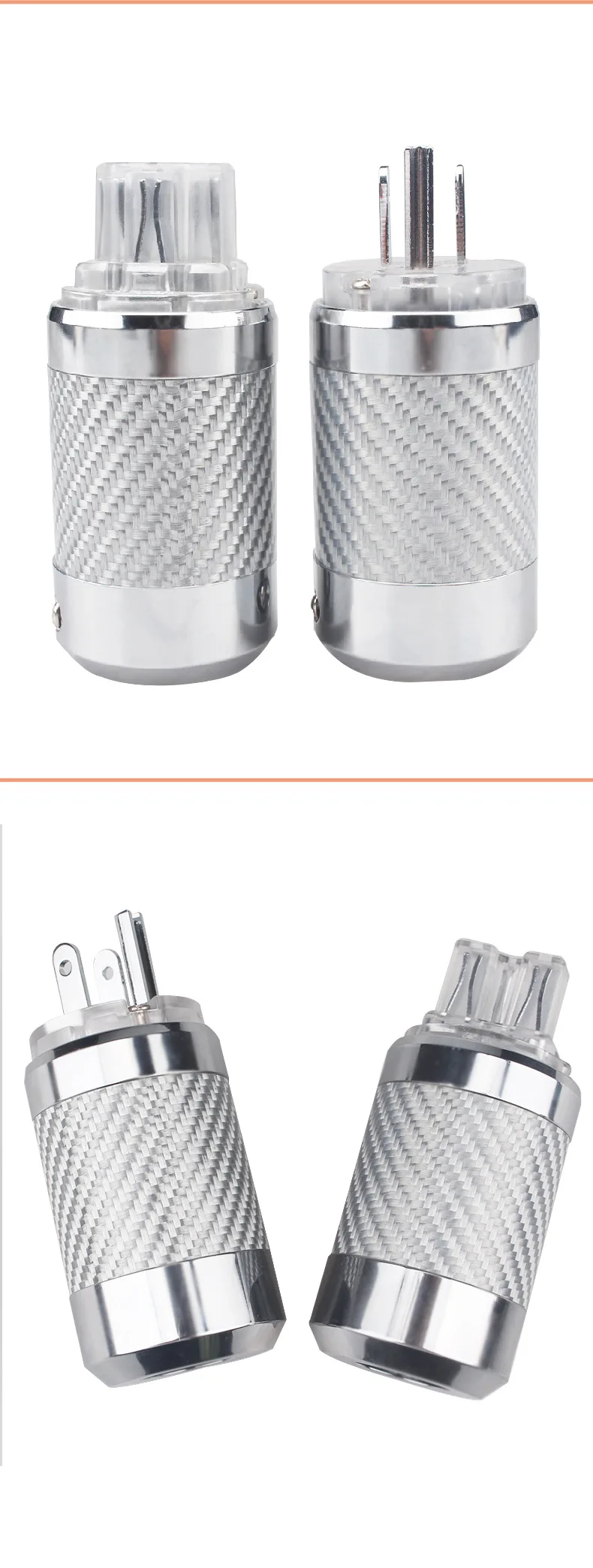

Grey Knight/Grey Knight Carbon Fiber Rhodium Plated Audio Power Supply, American Standard Power Cord Connector Plug Tail