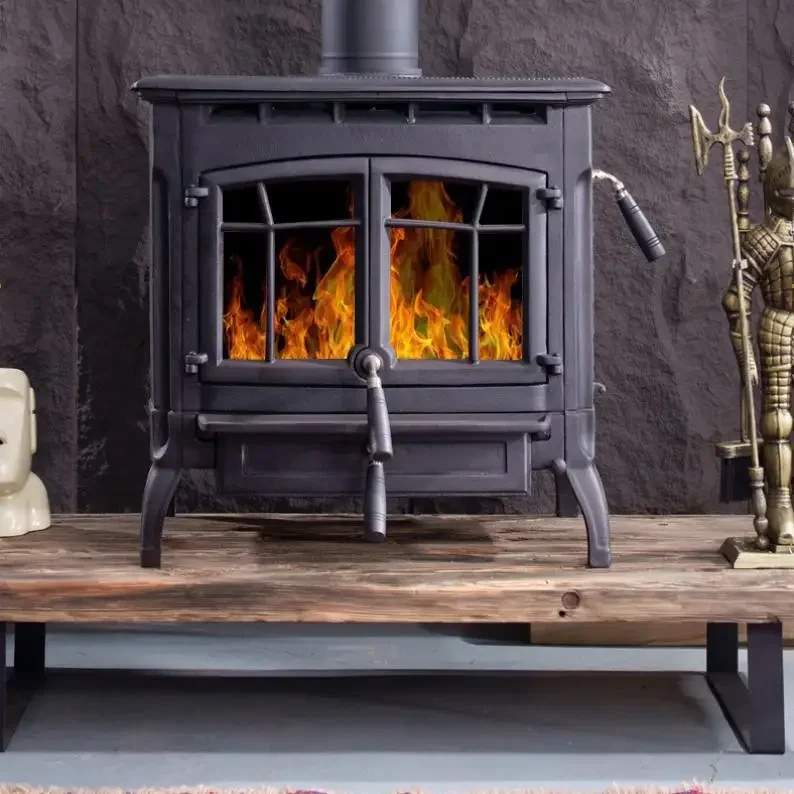 A Living Room Real Fire Wood Heating Cast Iron Freestanding Fireplace Large FS15 Solid Wood Firewood Heater