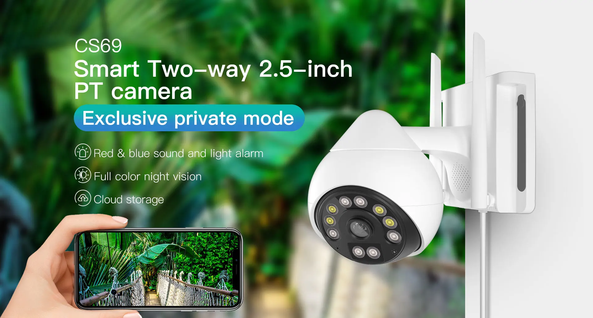 Vstarcam-cámara domo IP CS69 de seguridad para el hogar, Monitor de bebé CCTV de 3MP y 1296P con alarma de sonido y luz inalámbrica PTZ, visión nocturna a todo Color