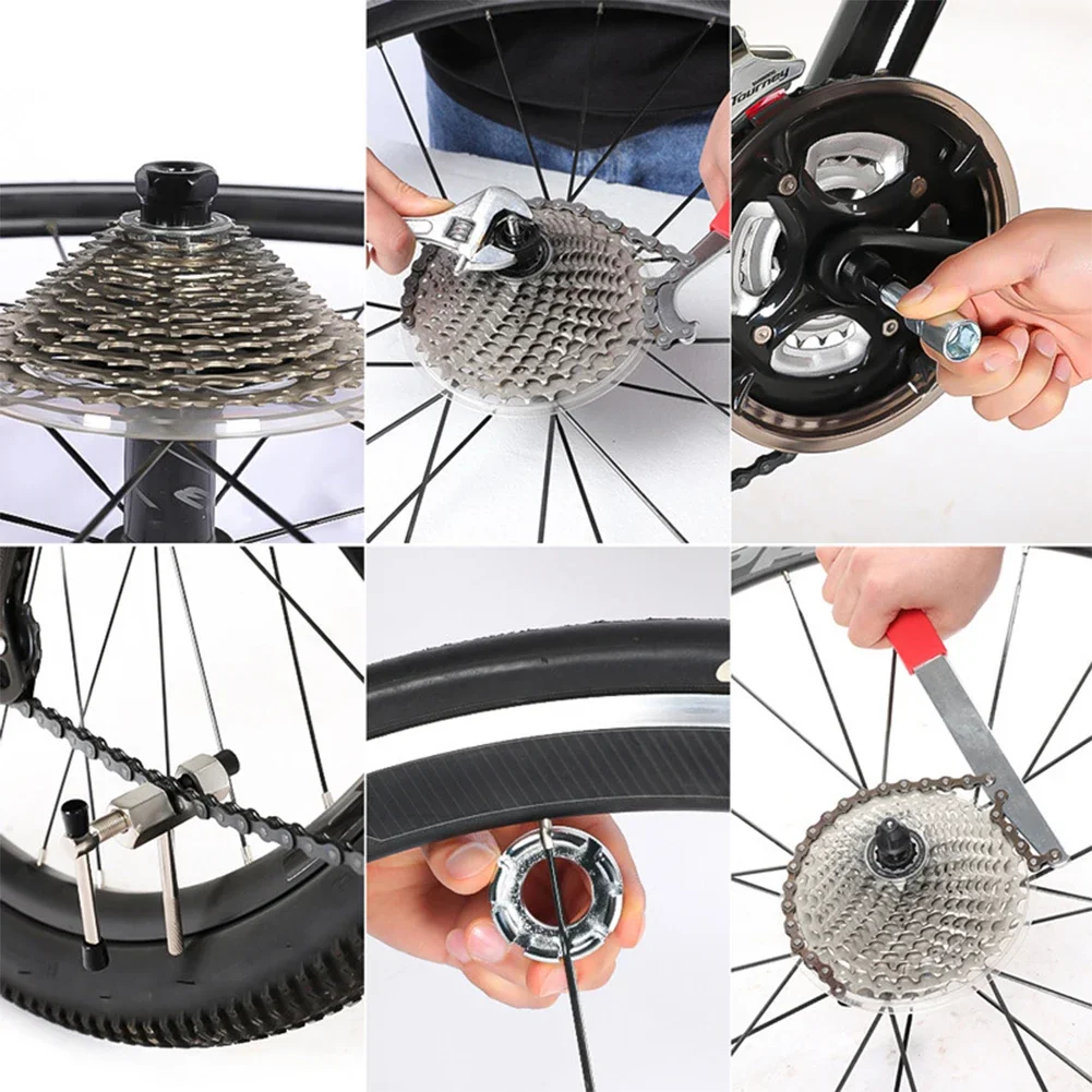 Bicycle Repair Tool Kits Flywheel Removal Chain Breaker Cutter Crank Puller Wrench Cassette Bracket Extractor Sets for Cycling