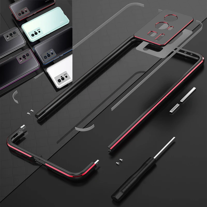 Aluminum Metal Bumper for Xiaomi Redmi K60 Pro, Aurora Dual Color Border, Lens Protector, Frame Protector