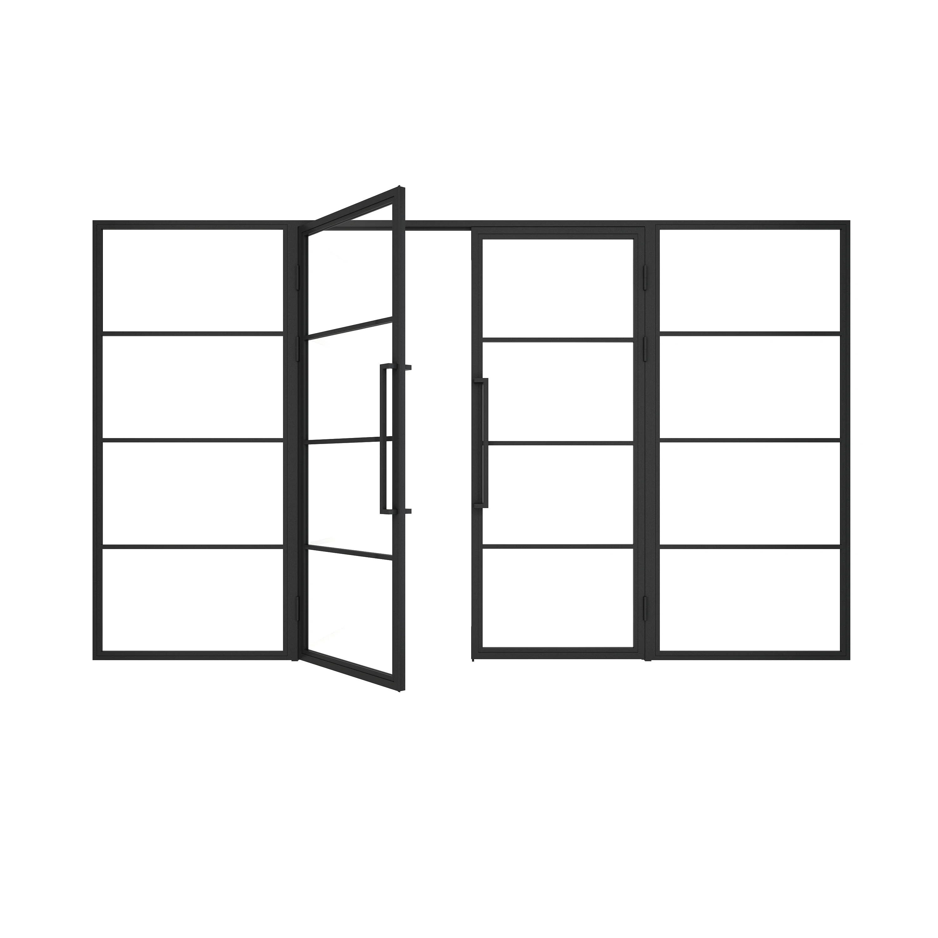 

Дверь-гармошка с 4 стеклянными панелями и стальными петлями, с возможностью индивидуальной настройки, готовая к установке, с боковым открыванием