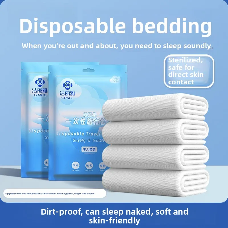 Hotel Disposable Bed Sheets, Duvet Covers, Pillowcases, Duvet Covers, Four Piece Set, Travel, Travel, Thick, Portable