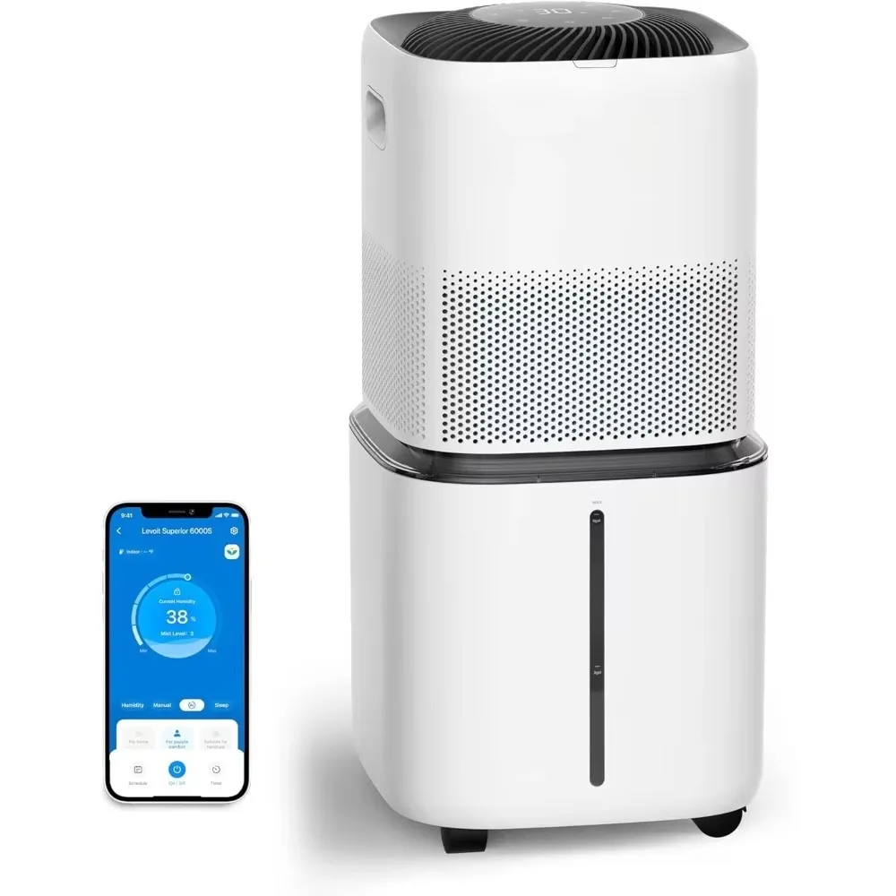 Smart Evaporative Humidifiers for Home Whole House up to 3000ft², 6 Gal, Last 72-Hour, Premium Filter, Dry Mode, Wheels