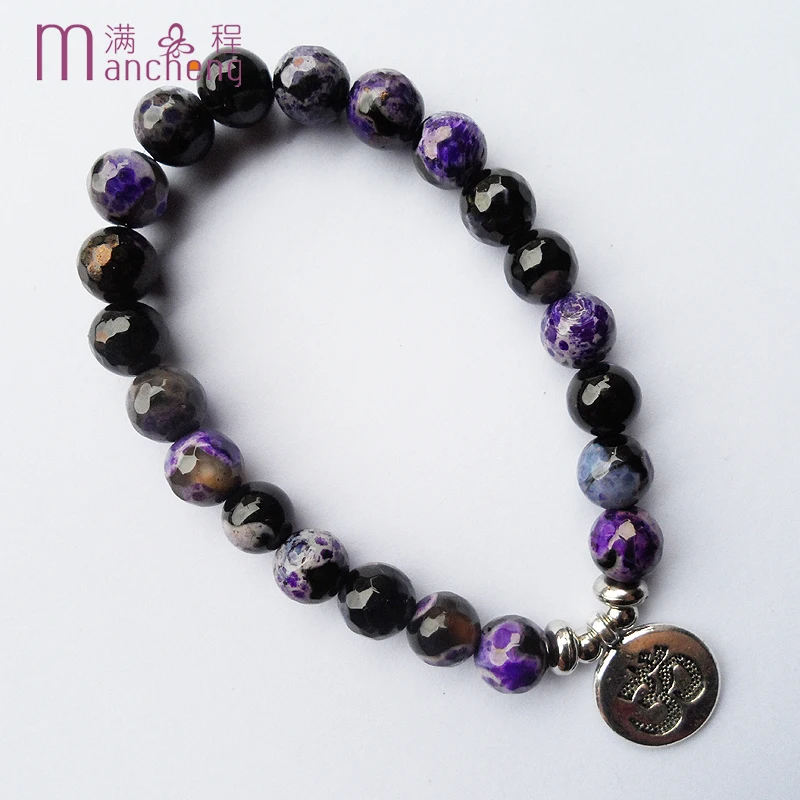 Tiki Official-website по 2 грн Steampunk Muslim Tasbih Prayer Beads Bracelets 8MM Purple Fire Agate OM Allah Bracelet Aros