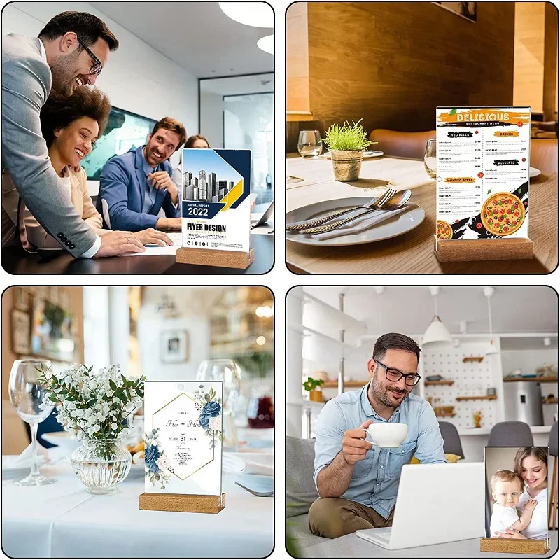 Acrylic Table Sign Display Stand Double Sided Clear Photo Frame Ad Poster Menu Holders for Office Shop Restaurant School