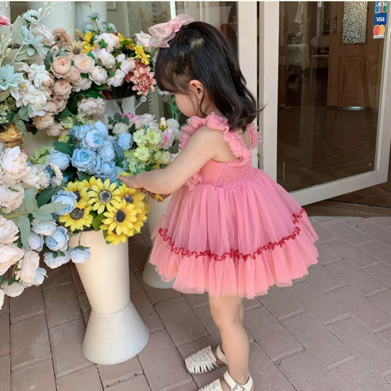 2026 Summer One-piece Pink Party Luxury Evening Dress Rapunzel  Kids Dresses For Children Girls Clothes 2 To 8 Years  Ball Gown