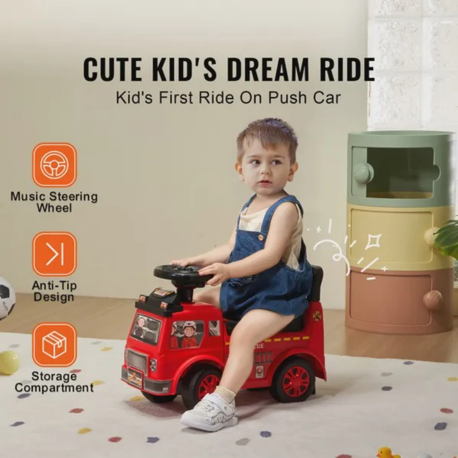 

Ride On Push Car for Toddlers Ages 1-3 Ride Racer Sit to Stand Toddler Ride On Toy Classic Kids Ride On Car with Music Steering Wheel & Under Seat Storage Ride On Toy for Boys Girls Red