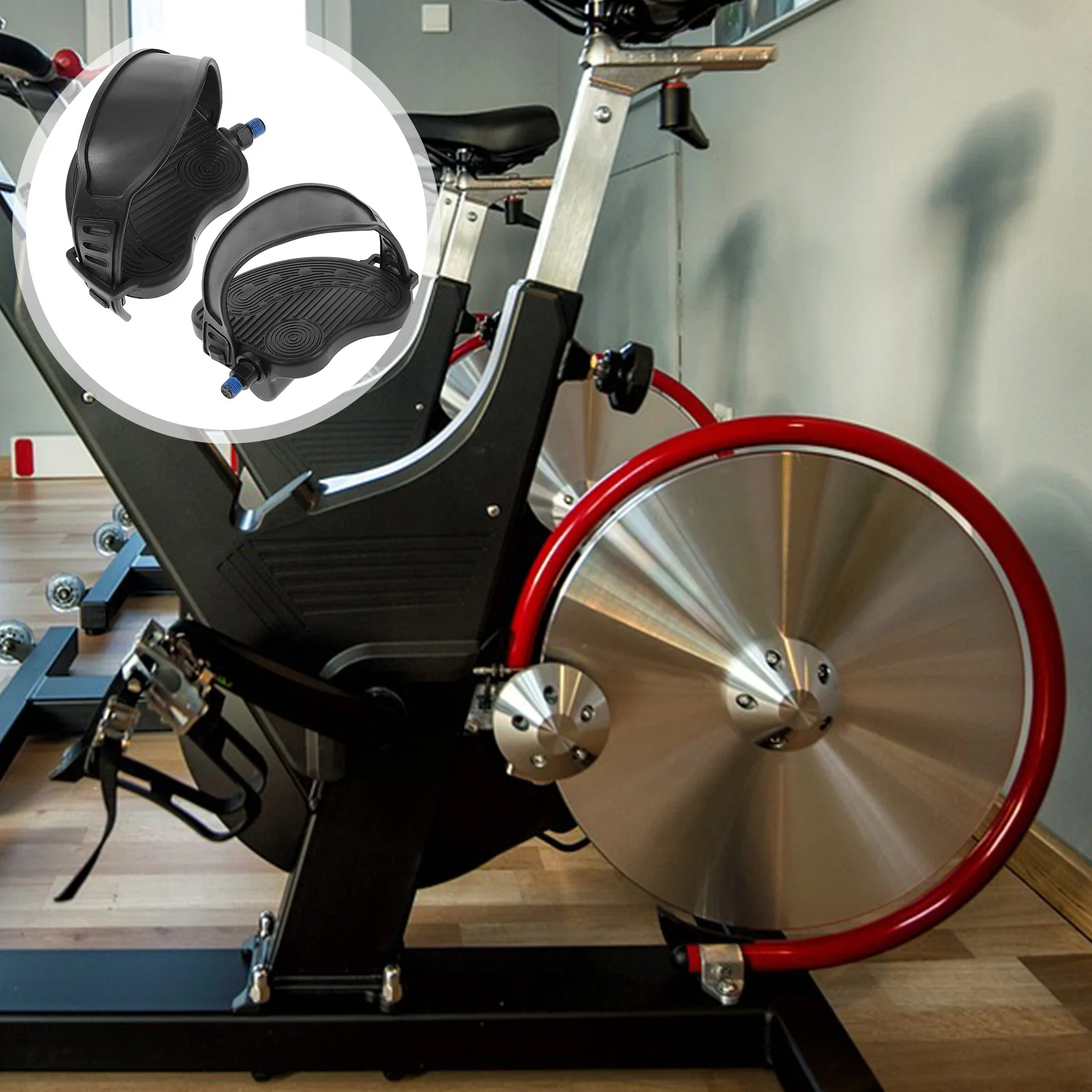 

2Sets Anti-Skid Indoor Bike Pedals Plastic Exercise Bicycle Pedals with Straps Easy Install Bike Accessories