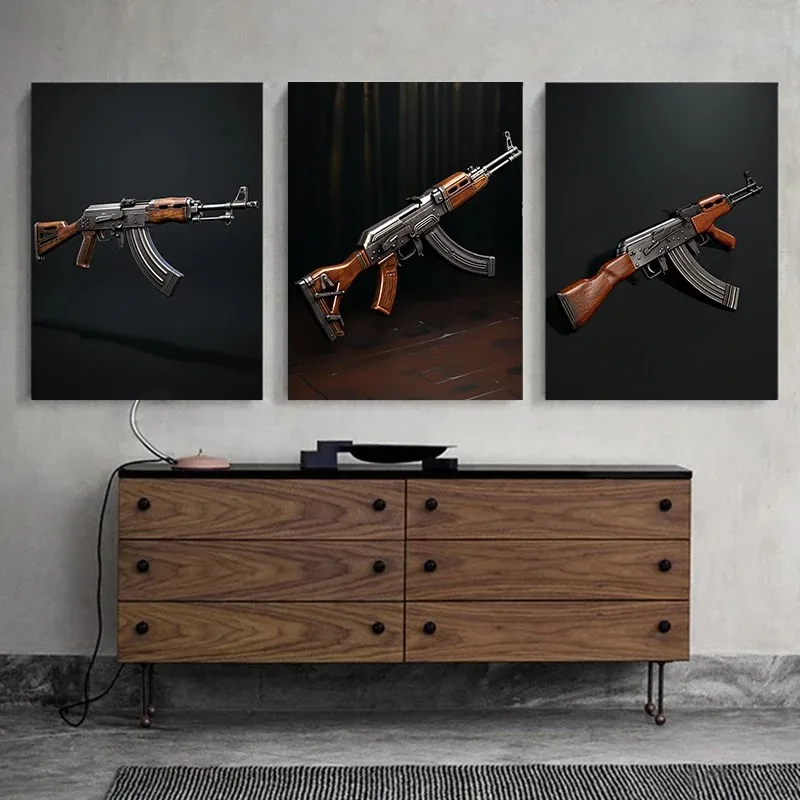 1Pcs Bar Interior Paintings Gun Picture on the Wall Decororation Living Room Rifle Poster Home Decor Canvas Painting AK47 Art