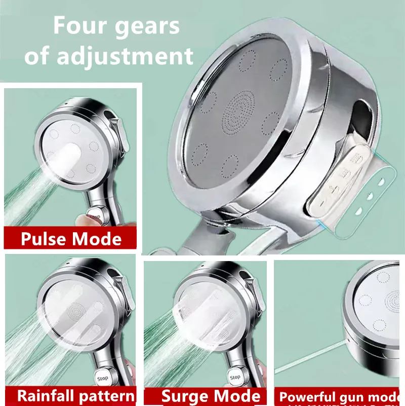 High Pressure Handheld Bathroom Shower Head Water Saving Showerhead Pressurized Adjustable Spray LED Digital Temperature Display