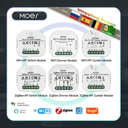 MOES-Módulo de interruptor inteligente ZigBee WiFi, atenuador de luz, interruptor de cortina, aplicación remota Smart Life, Control por voz Alexa y Google Home