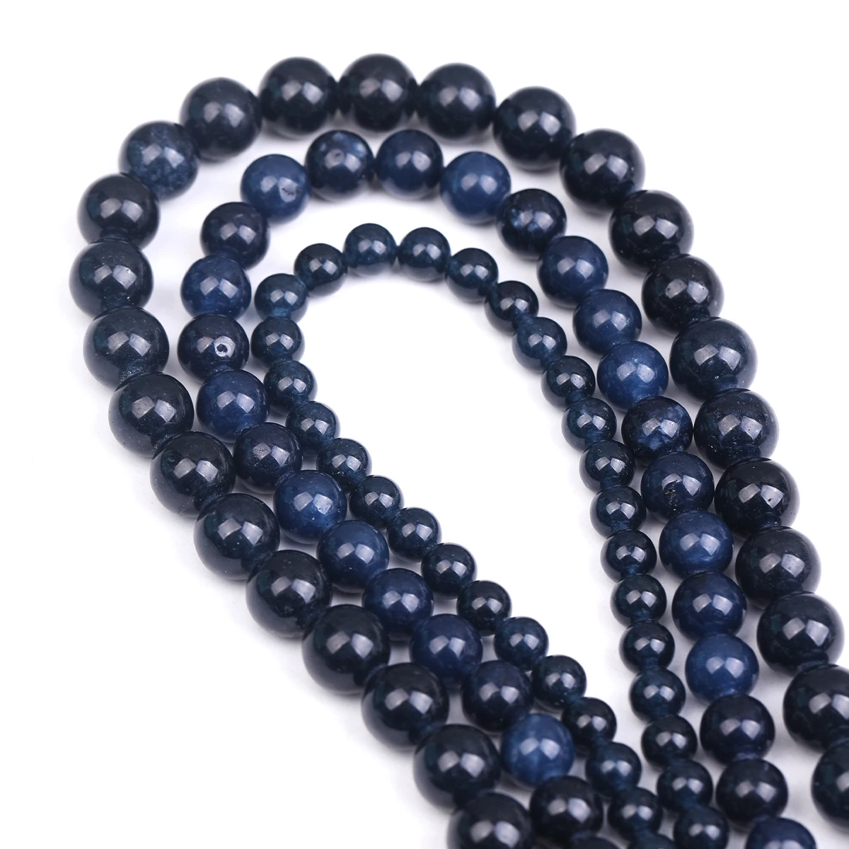 4 6 8mm Natursteinperlen in Saphirfarbe, blaue runde lose Perlen für Schmuckherstellung, DIY-Charms, Armbänder, 15'' – Detail 5