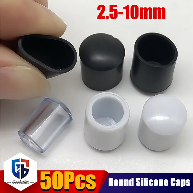 50Pcs 2.5mm 3mm 3.5mm 4/4.5mm 5mm 6mm 7mm 8mm 10mm PVC Round End Cap Screw Thread Cover Steel Wire Pipe rubber Protector Sleeve