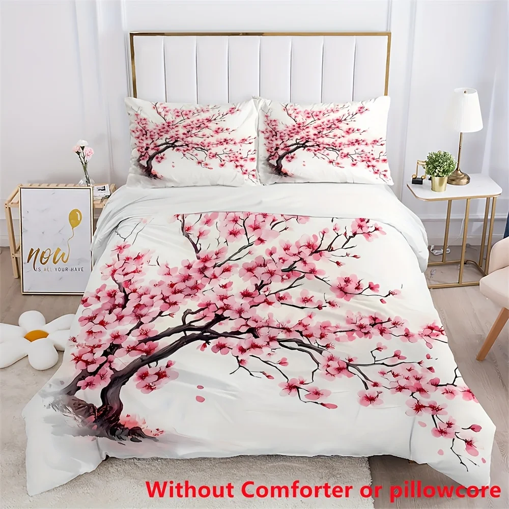 2-3-pieces-sakura-cerisier-fleur-arbre-style-romantique-imprime-housse-de-couette-1-housse-de-couette-1-2-taie-d'oreiller-sans-noyau-doux