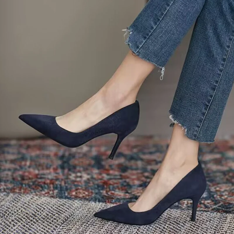 Sexy Pointed Toe High Heels Shoes Women Shallow Office Pumps Shoes Spring Suede Fashion Elegant 2024 Mujer New Zapatos Stilettos